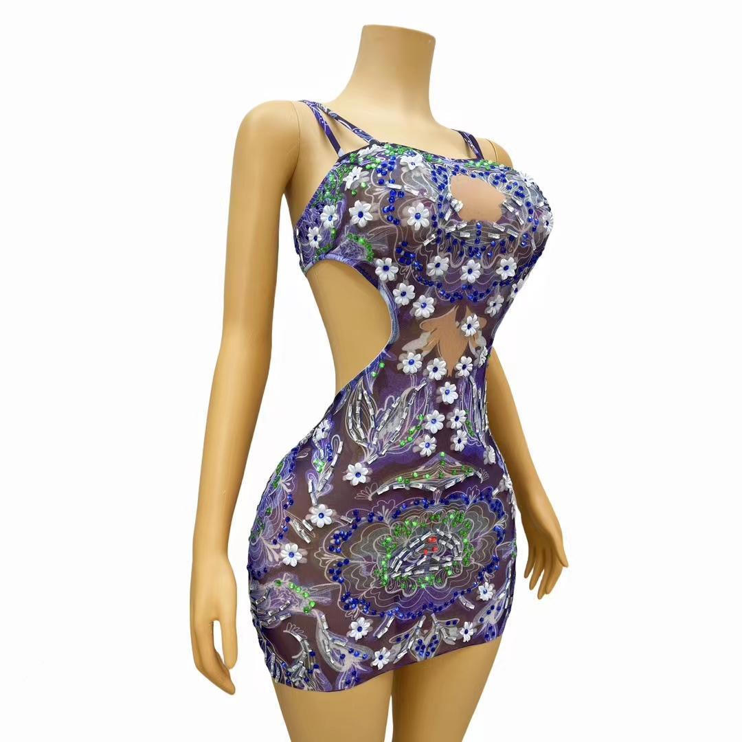 CELESINYI Piaorou Crystal Flower Bodysuit