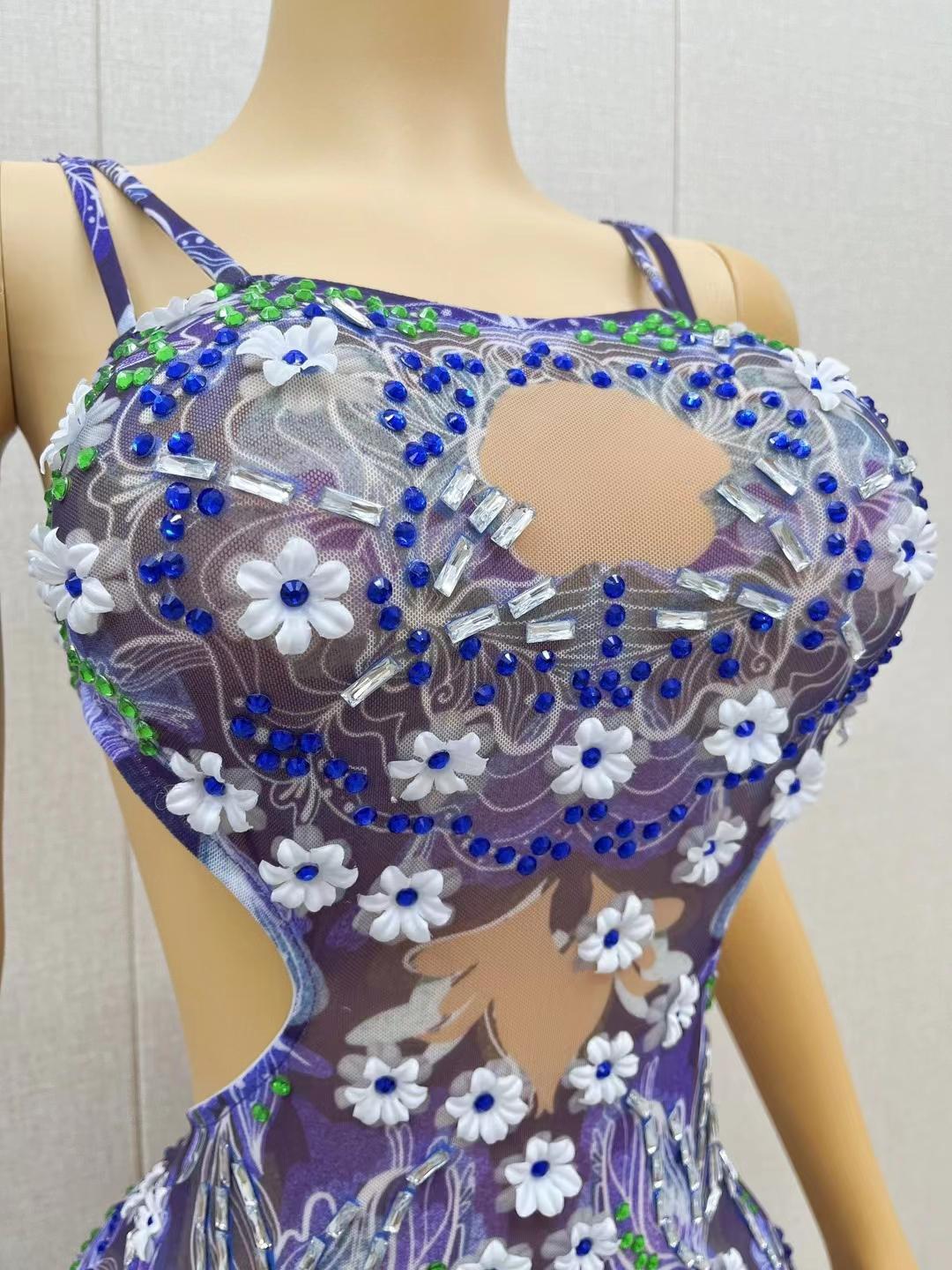 CELESINYI Piaorou Crystal Flower Bodysuit