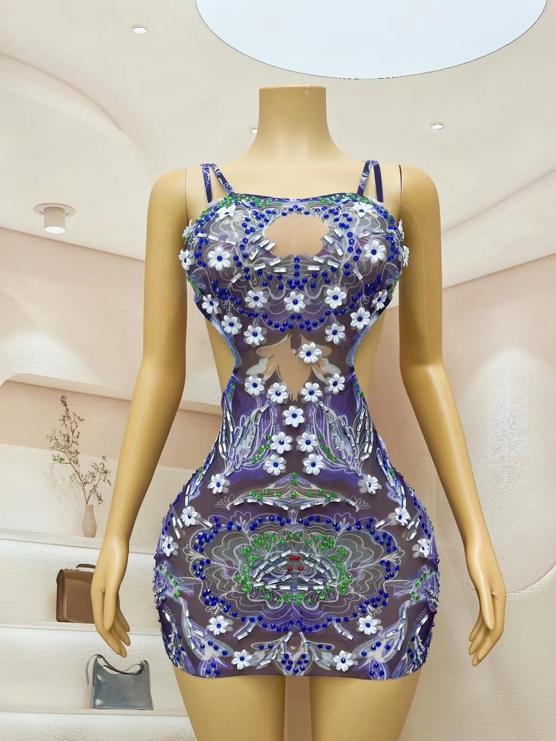 CELESINYI Piaorou Crystal Flower Bodysuit