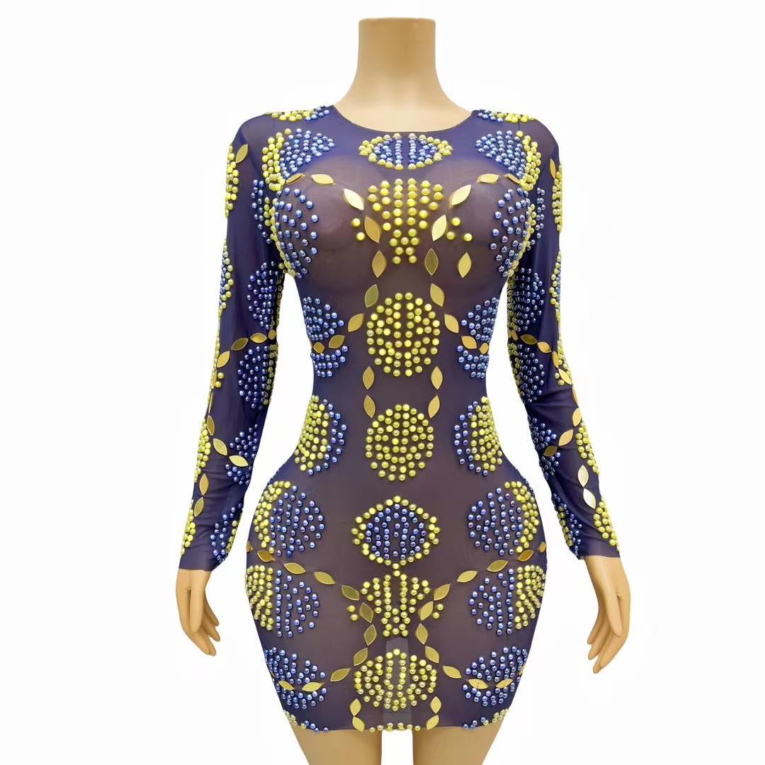 CELESINYI Jinlun Crystal Gold Leaf Bodysuit