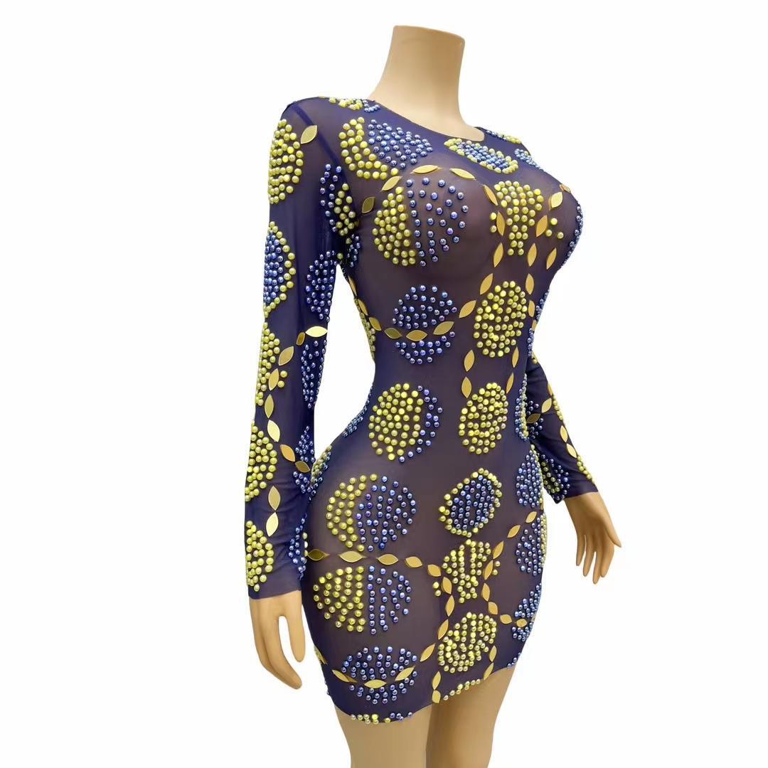 CELESINYI Jinlun Crystal Gold Leaf Bodysuit