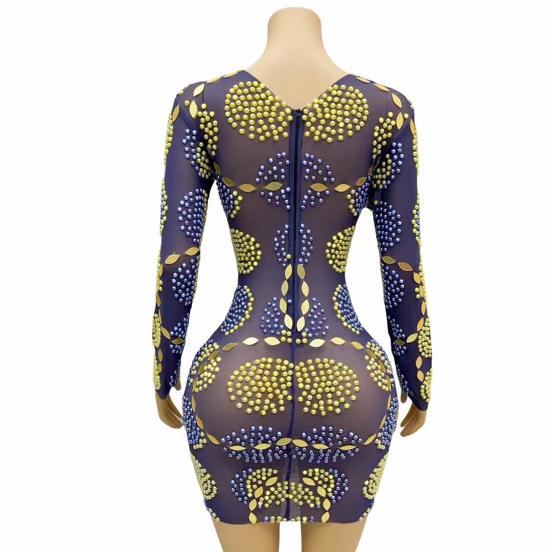 CELESINYI Jinlun Crystal Gold Leaf Bodysuit