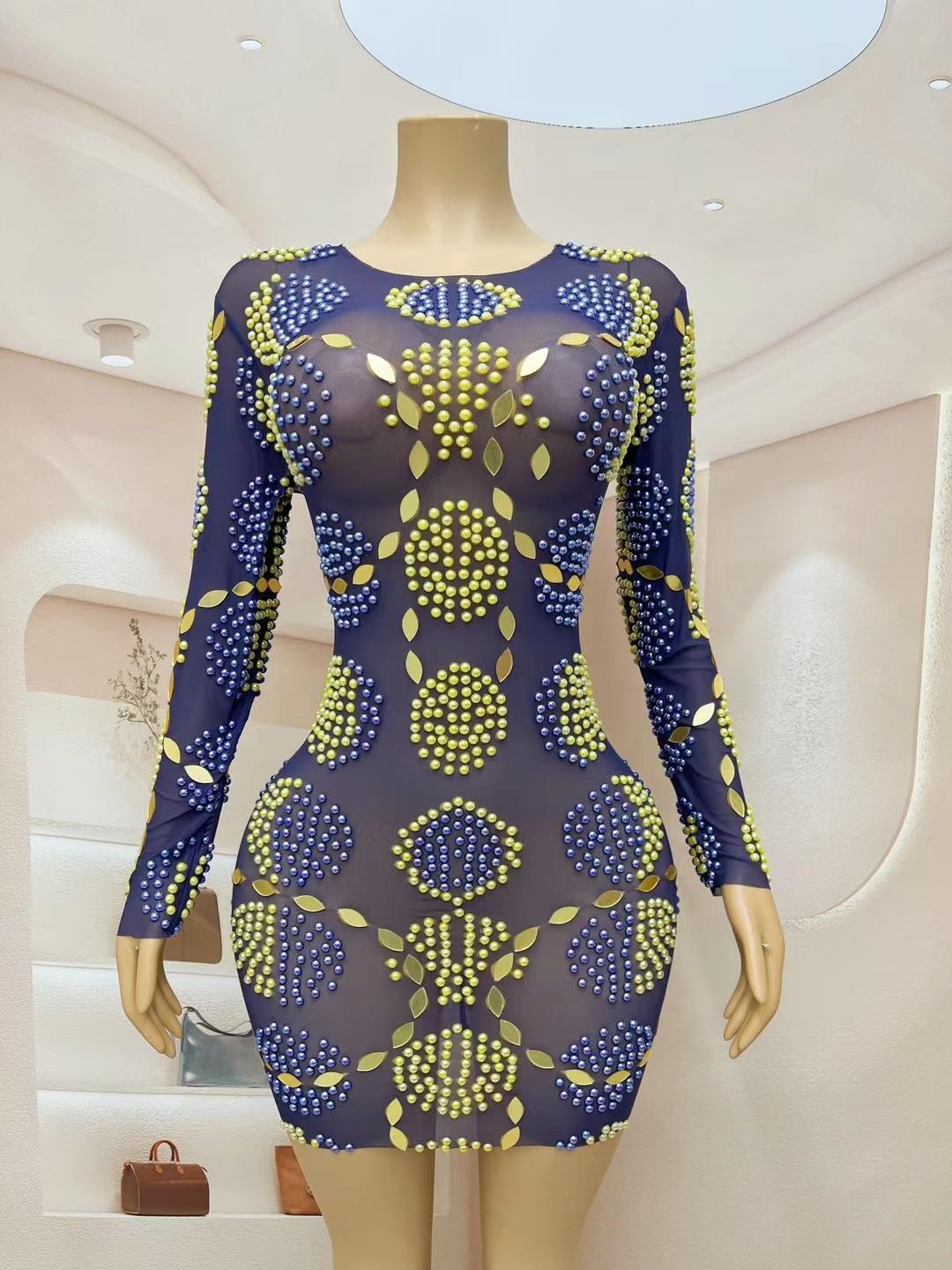 CELESINYI Jinlun Crystal Gold Leaf Bodysuit