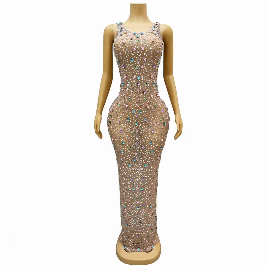 CELESINYI Tangguobeixin Crystal Gem Beaded Gown