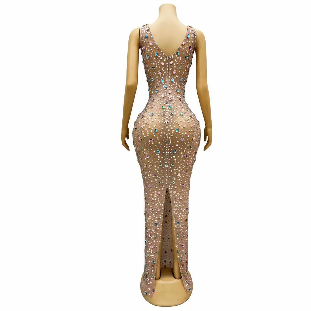 CELESINYI Tangguobeixin Crystal Gem Beaded Gown