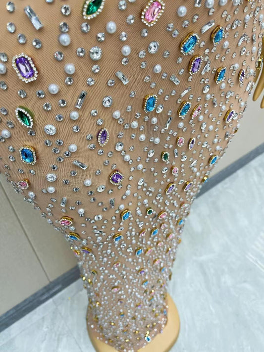 CELESINYI Tangguobeixin Crystal Gem Beaded Gown