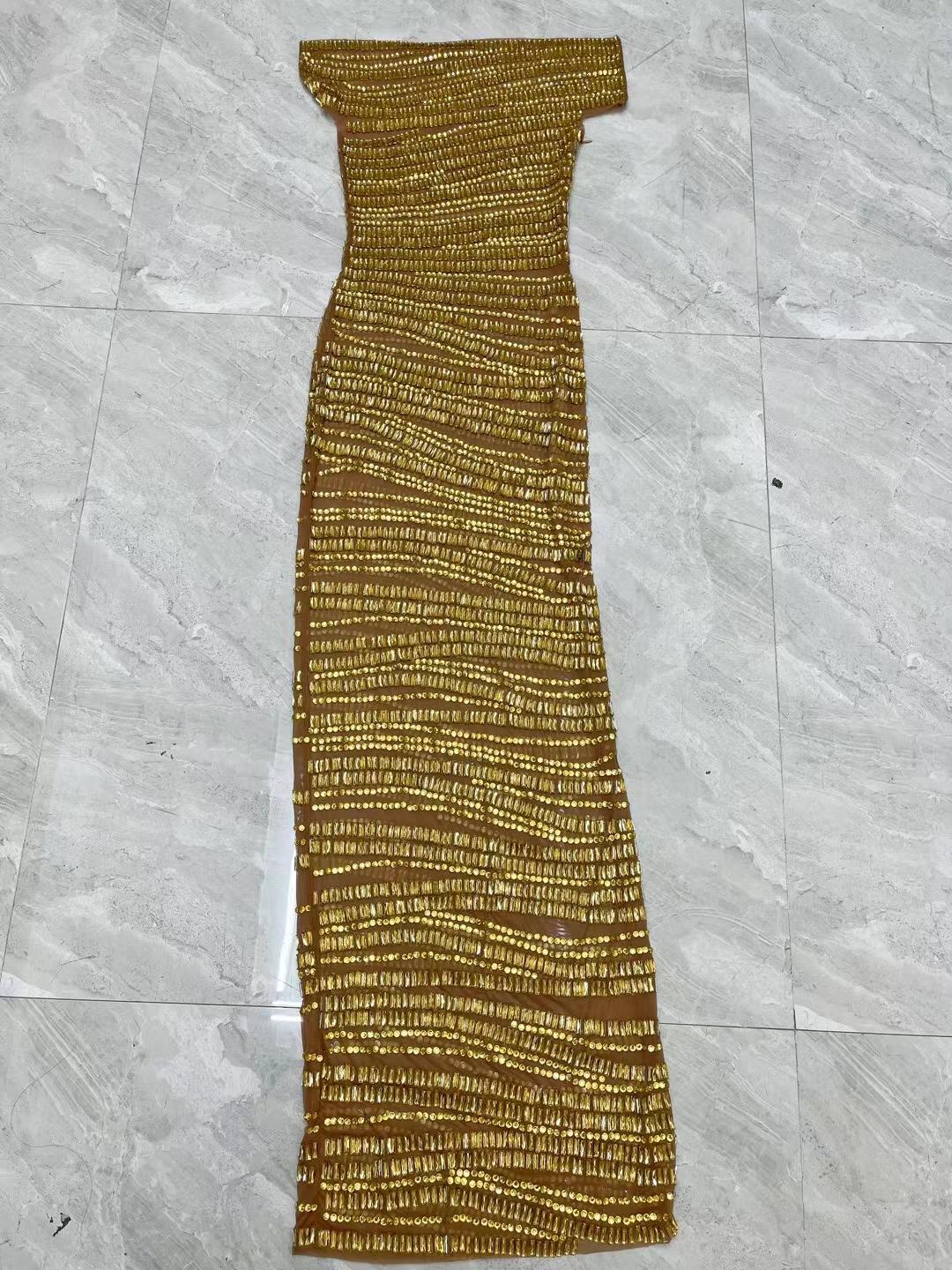 CELESINYI Gangsuo Crystal Gold Cable Gown