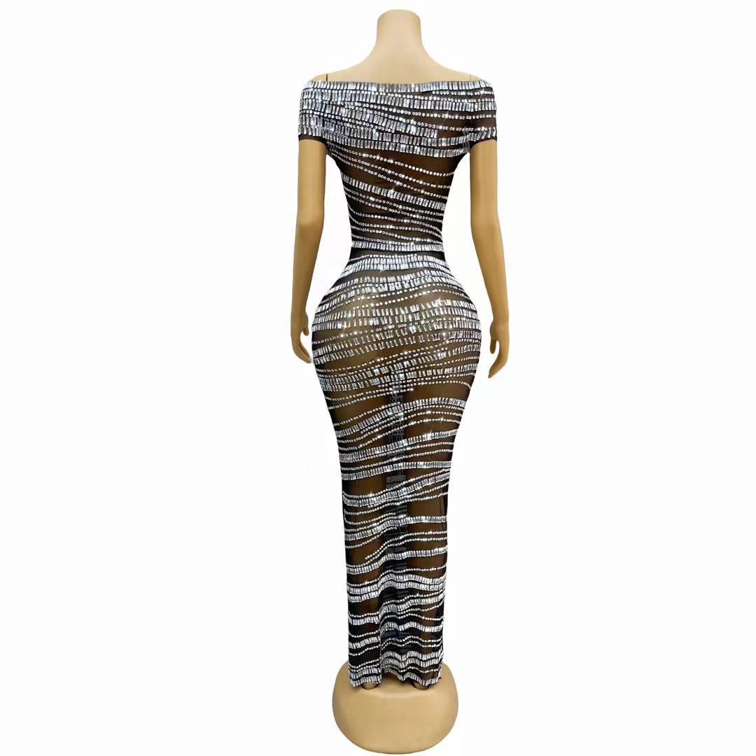 CELESINYI Gangsuo Crystal Black Cable Gown