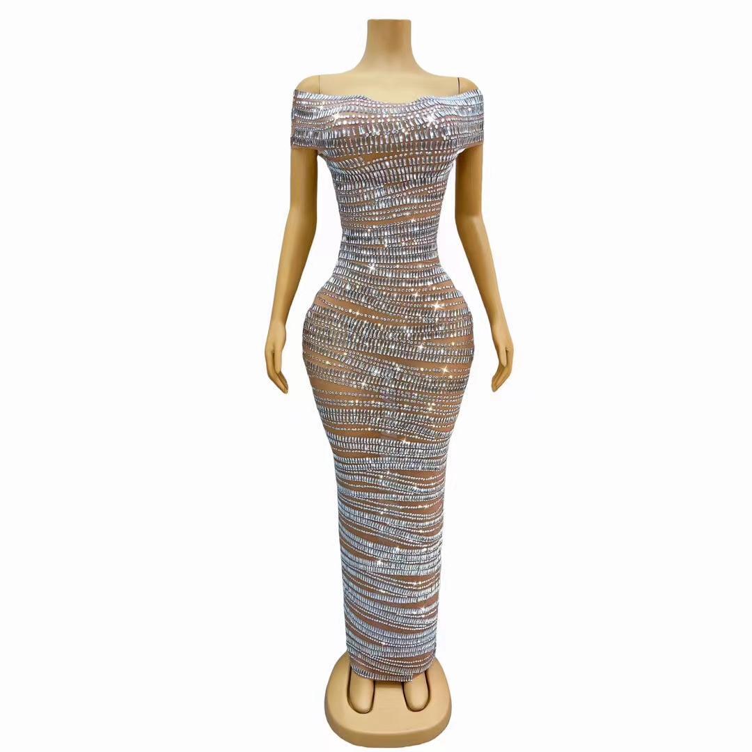 CELESINYI Gangsuo Crystal White Cable Gown