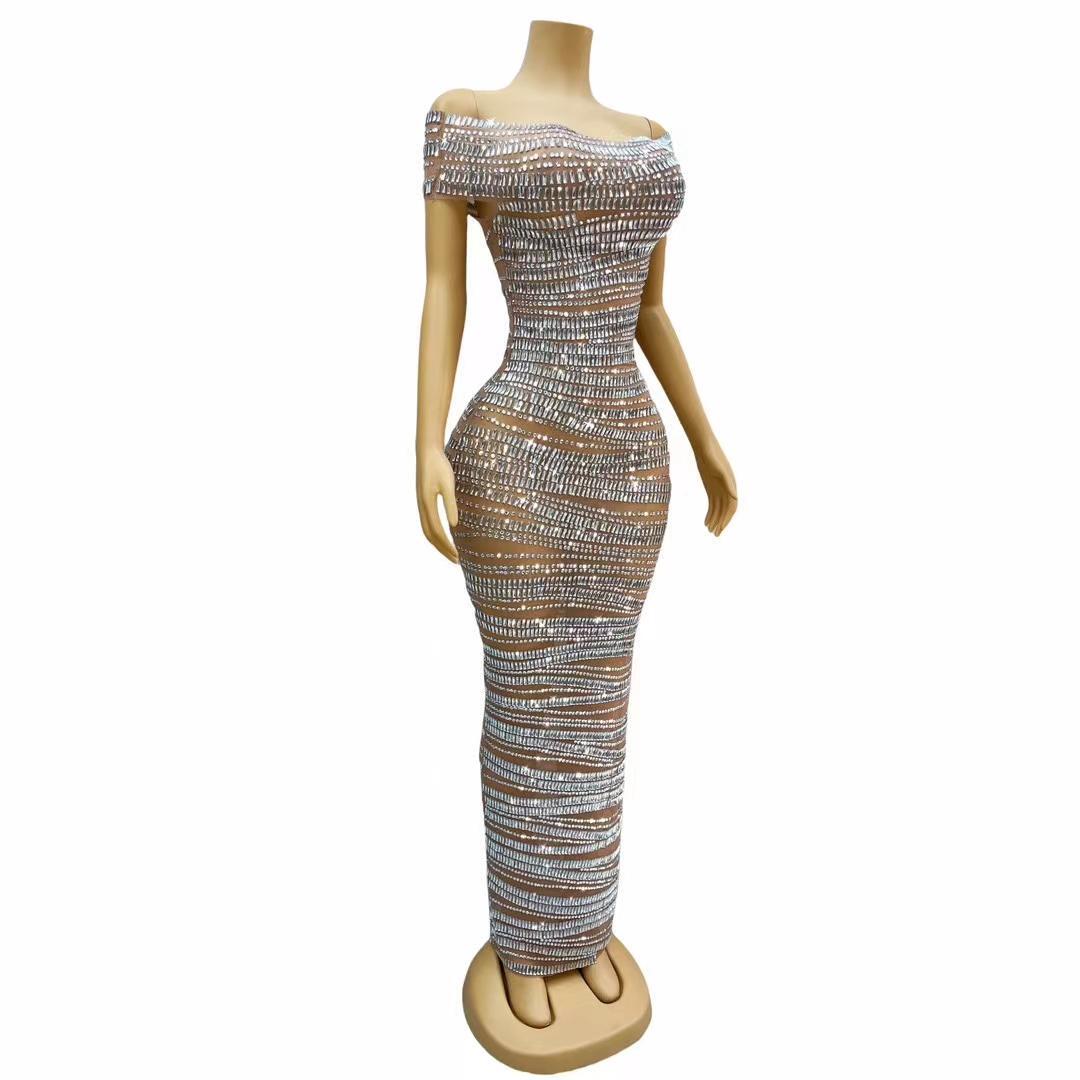 CELESINYI Gangsuo Crystal White Cable Gown