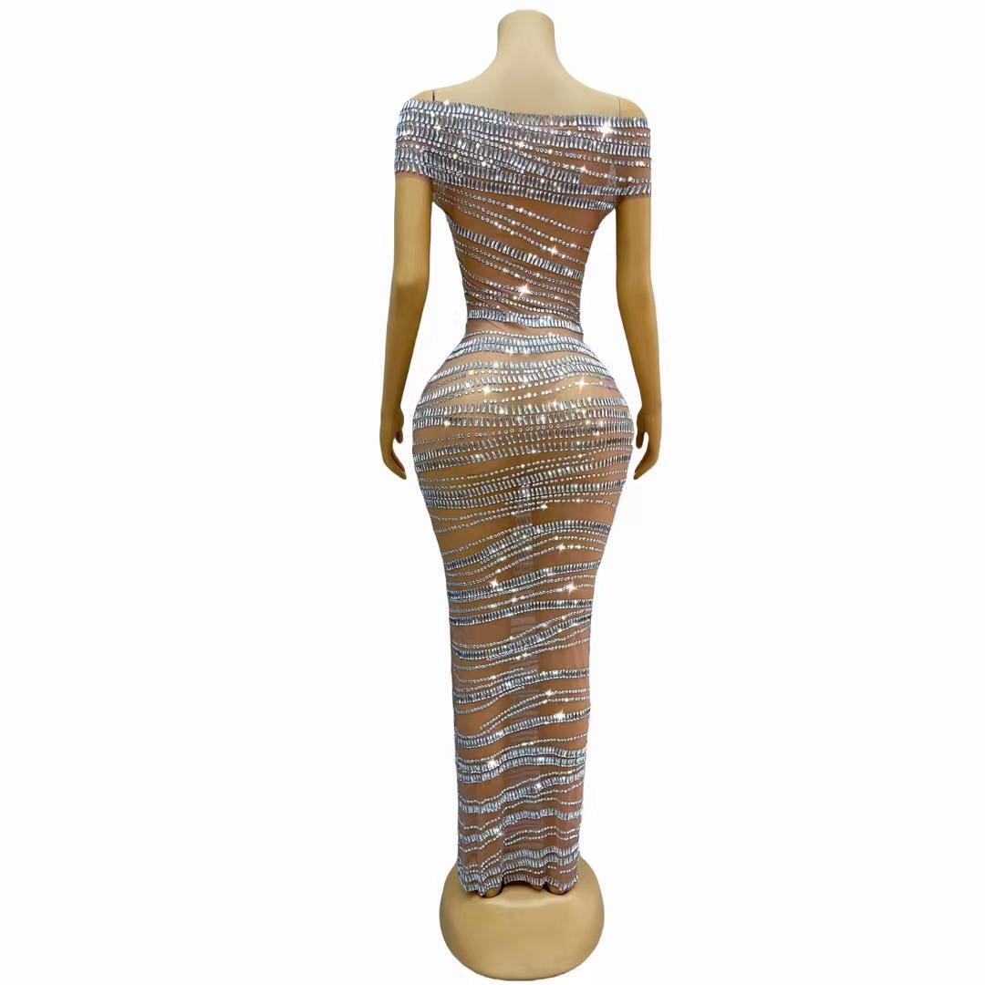 CELESINYI Gangsuo Crystal White Cable Gown