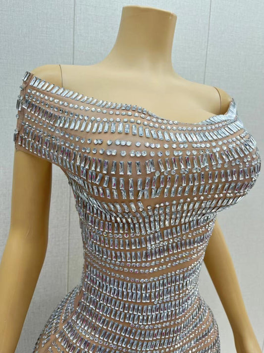 CELESINYI Gangsuo Crystal White Cable Gown