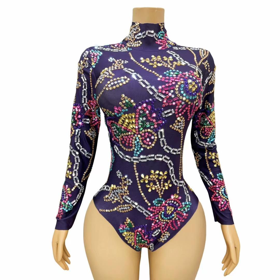CELESINYI Jingu Crystal Purple Bodysuit