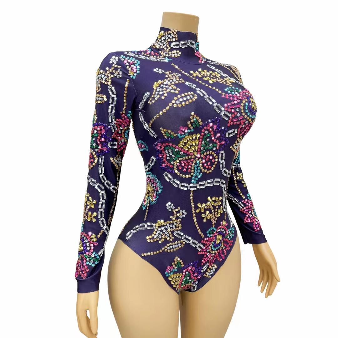 CELESINYI Jingu Crystal Purple Bodysuit