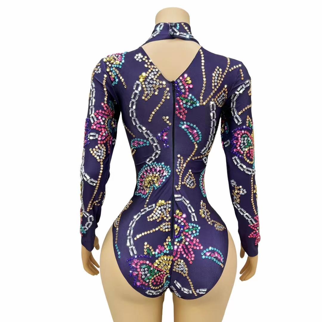 CELESINYI Jingu Crystal Purple Bodysuit