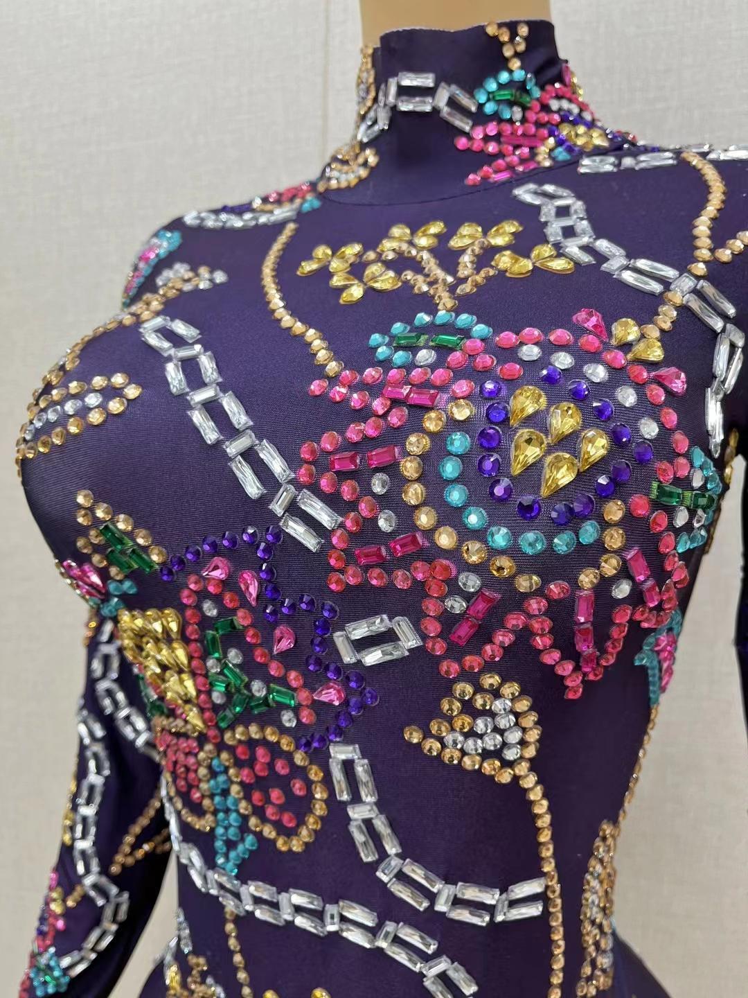 CELESINYI Jingu Crystal Purple Bodysuit