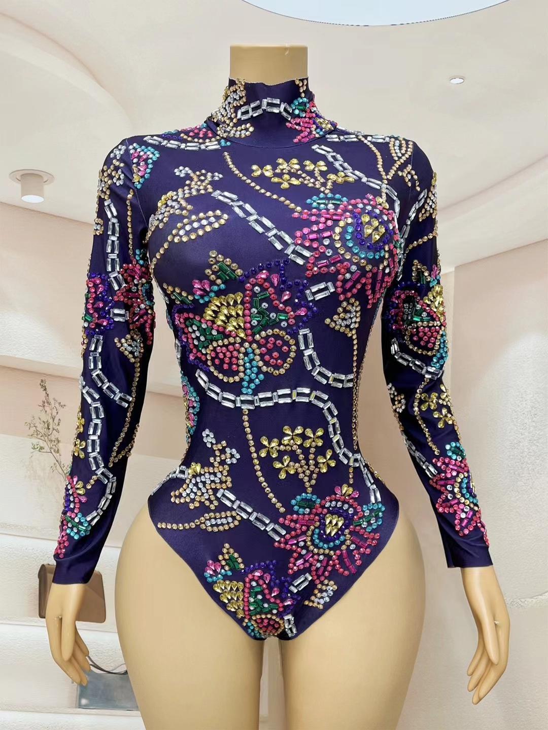 CELESINYI Jingu Crystal Purple Bodysuit