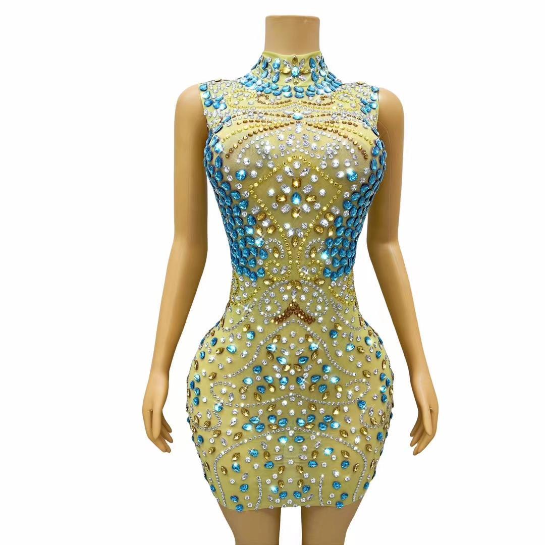 CELESINYI Fenglai Crystal Champagne Gown