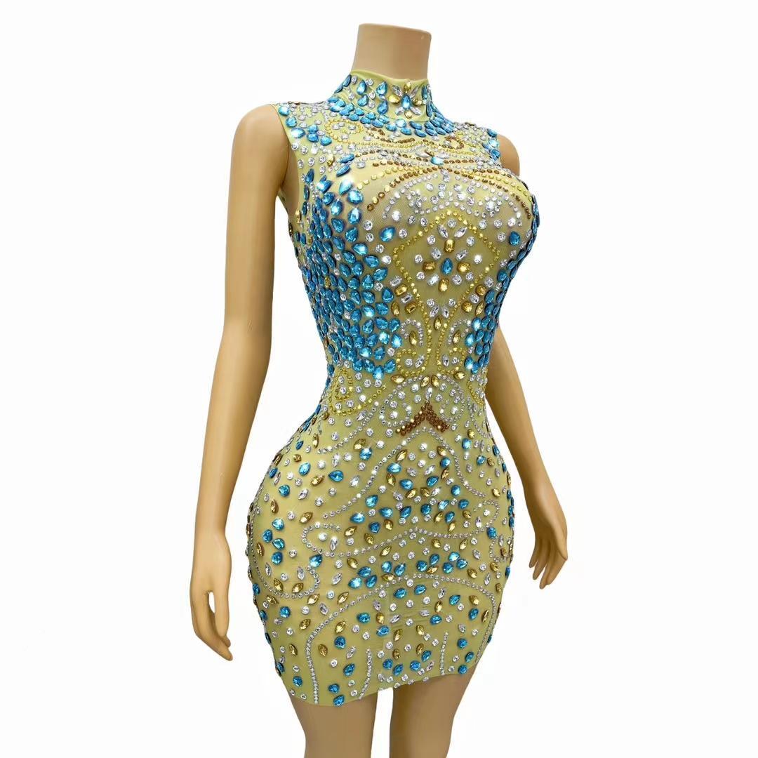 CELESINYI Fenglai Crystal Champagne Gown