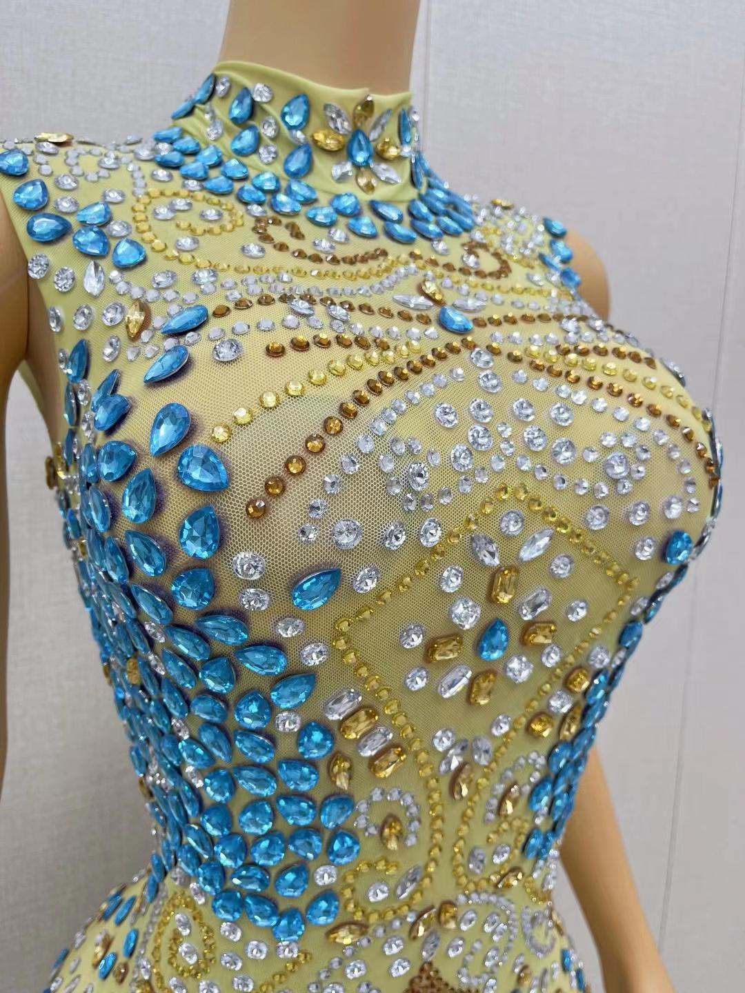 CELESINYI Fenglai Crystal Champagne Gown