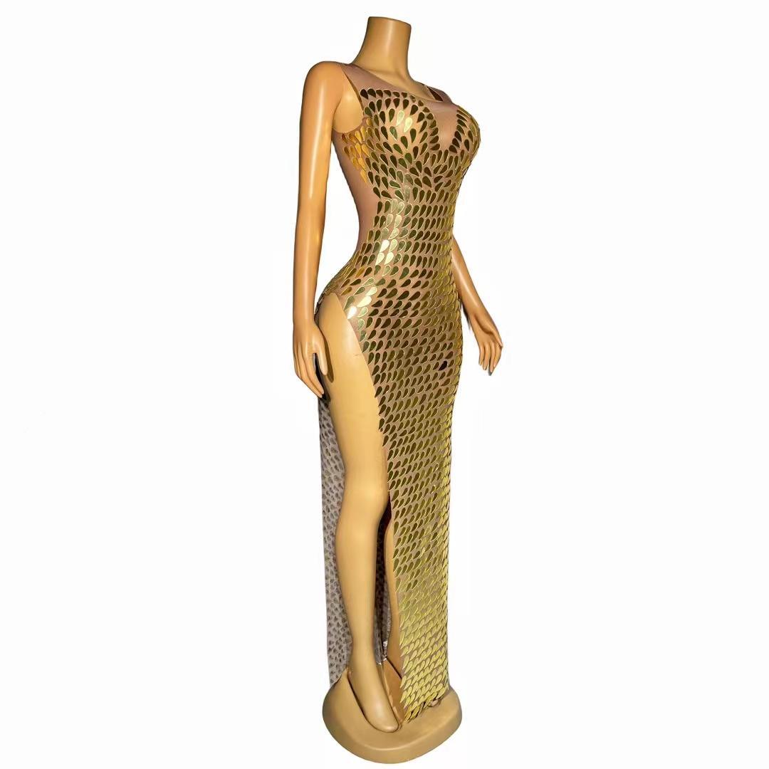CELESINYI Fenghuanglei Crystal Gold Scale Gown