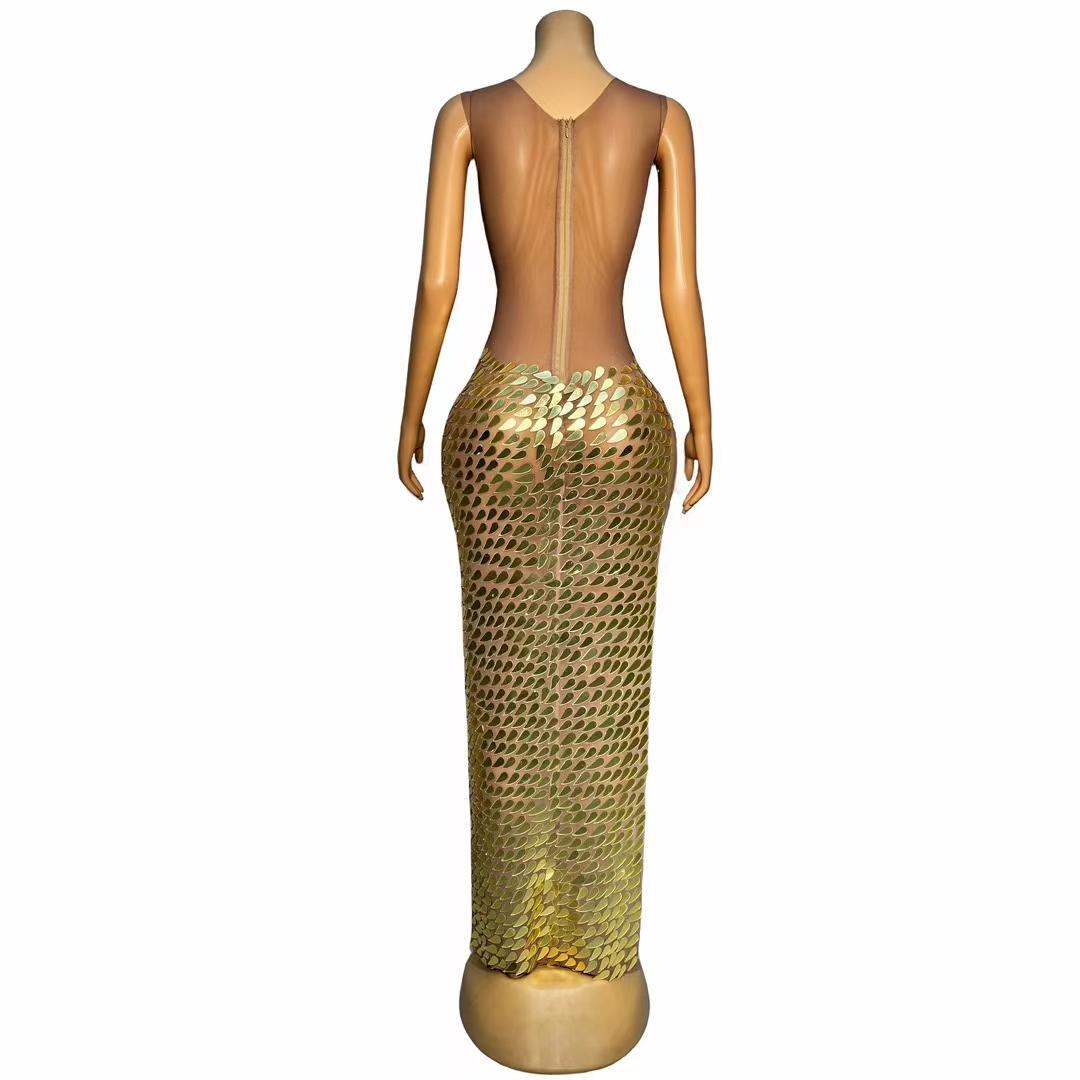 CELESINYI Fenghuanglei Crystal Gold Scale Gown