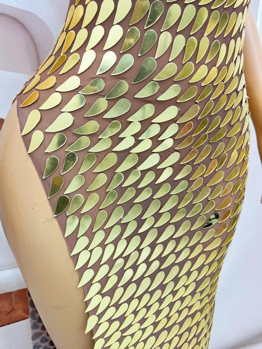 CELESINYI Fenghuanglei Crystal Gold Scale Gown