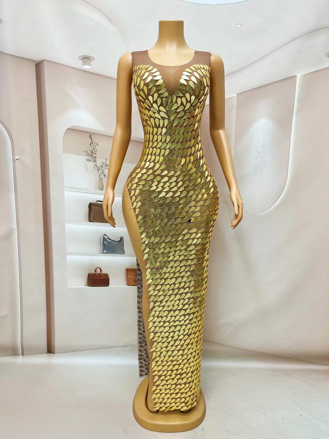 CELESINYI Fenghuanglei Crystal Gold Scale Gown