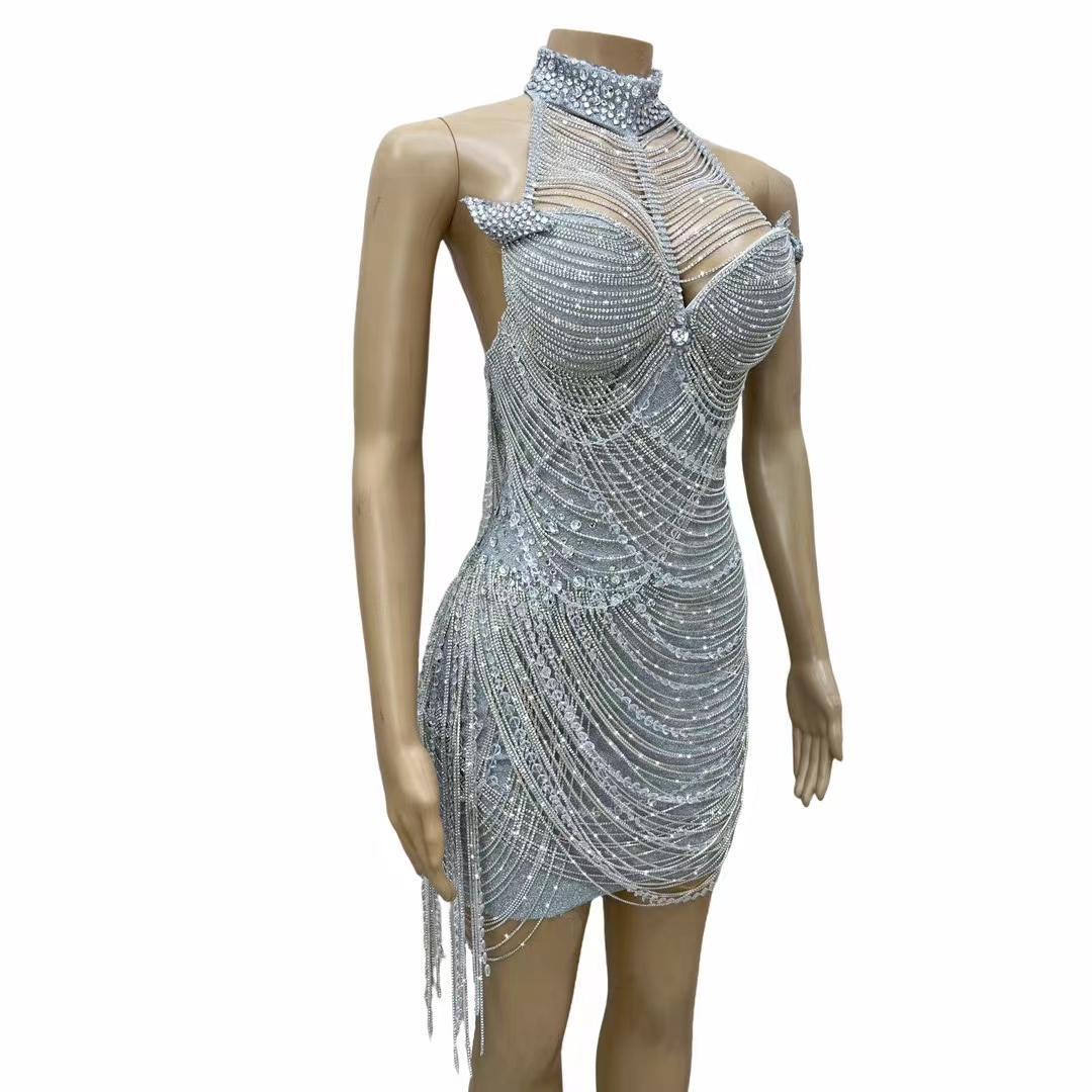 CELESINYI Yinsilian Crystal Chain Mermaid Gown
