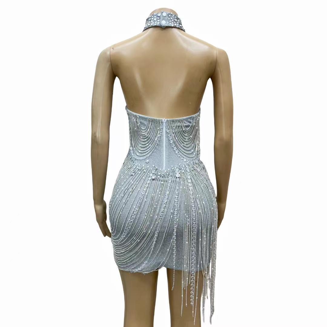 CELESINYI Yinsilian Crystal Chain Mermaid Gown