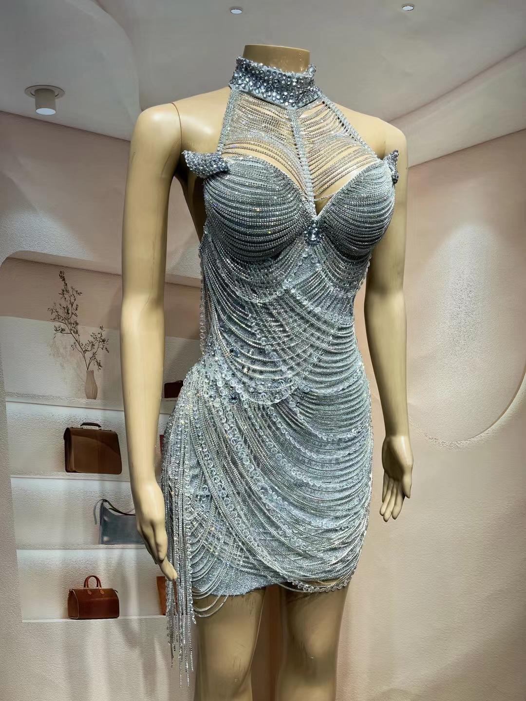CELESINYI Yinsilian Crystal Chain Mermaid Gown