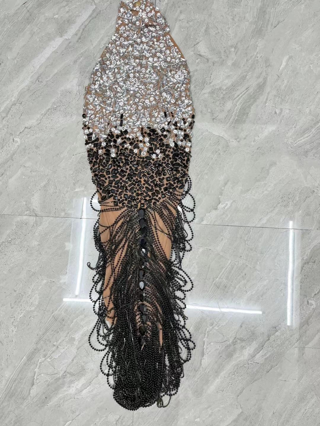 CELESINYI Diandao Crystal Gradient Fringe Gown
