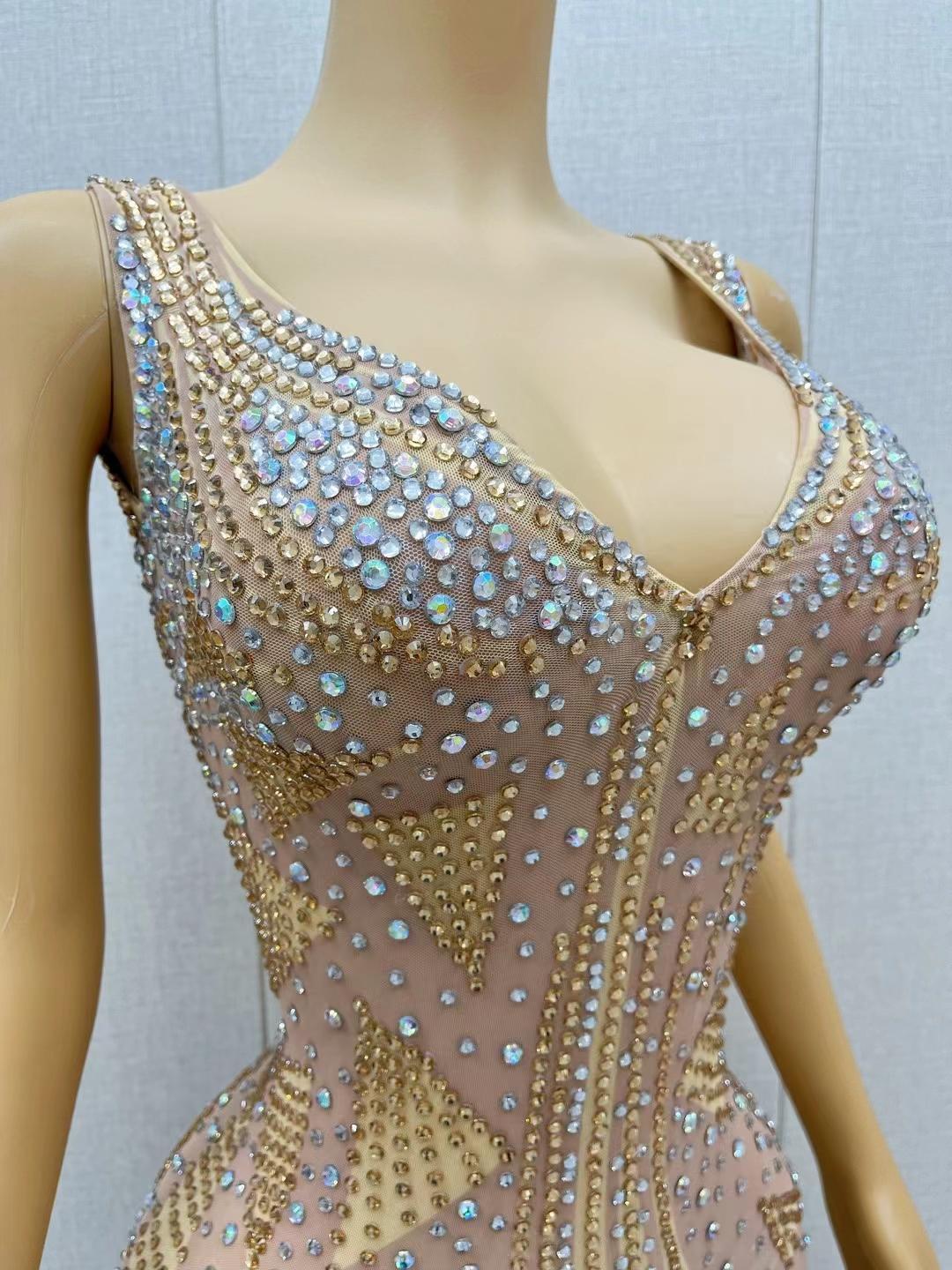 CELESINYI Maotouying Crystal Illusion Bodysuit
