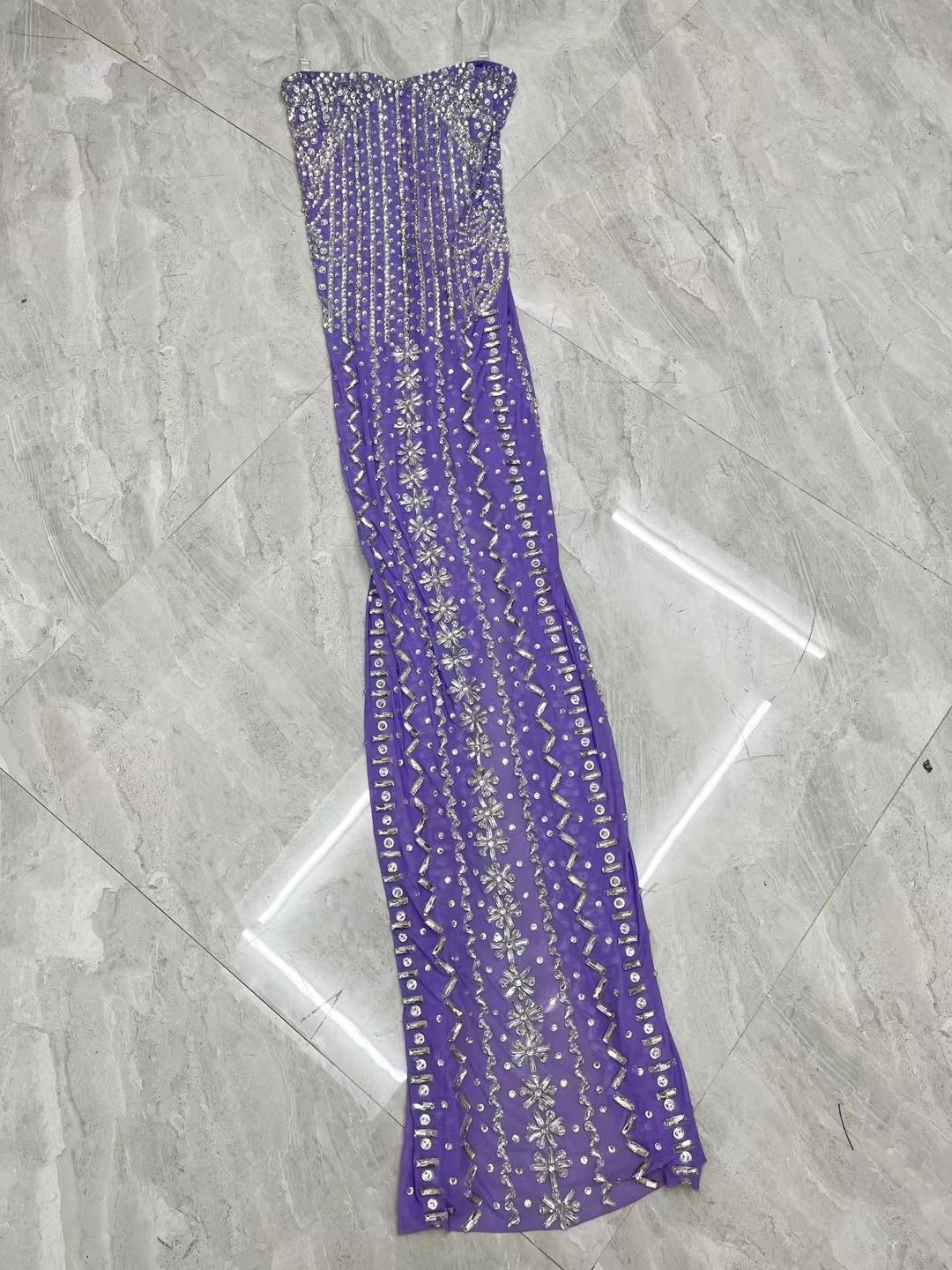 CELESINYI Ziwu Crystal Purple Mermaid Gown
