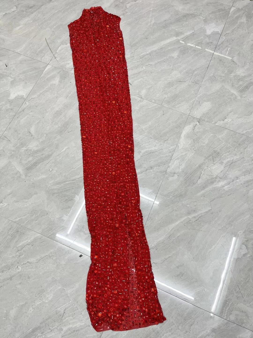 CELESINYI Hongbei Crystal Red Mermaid Gown