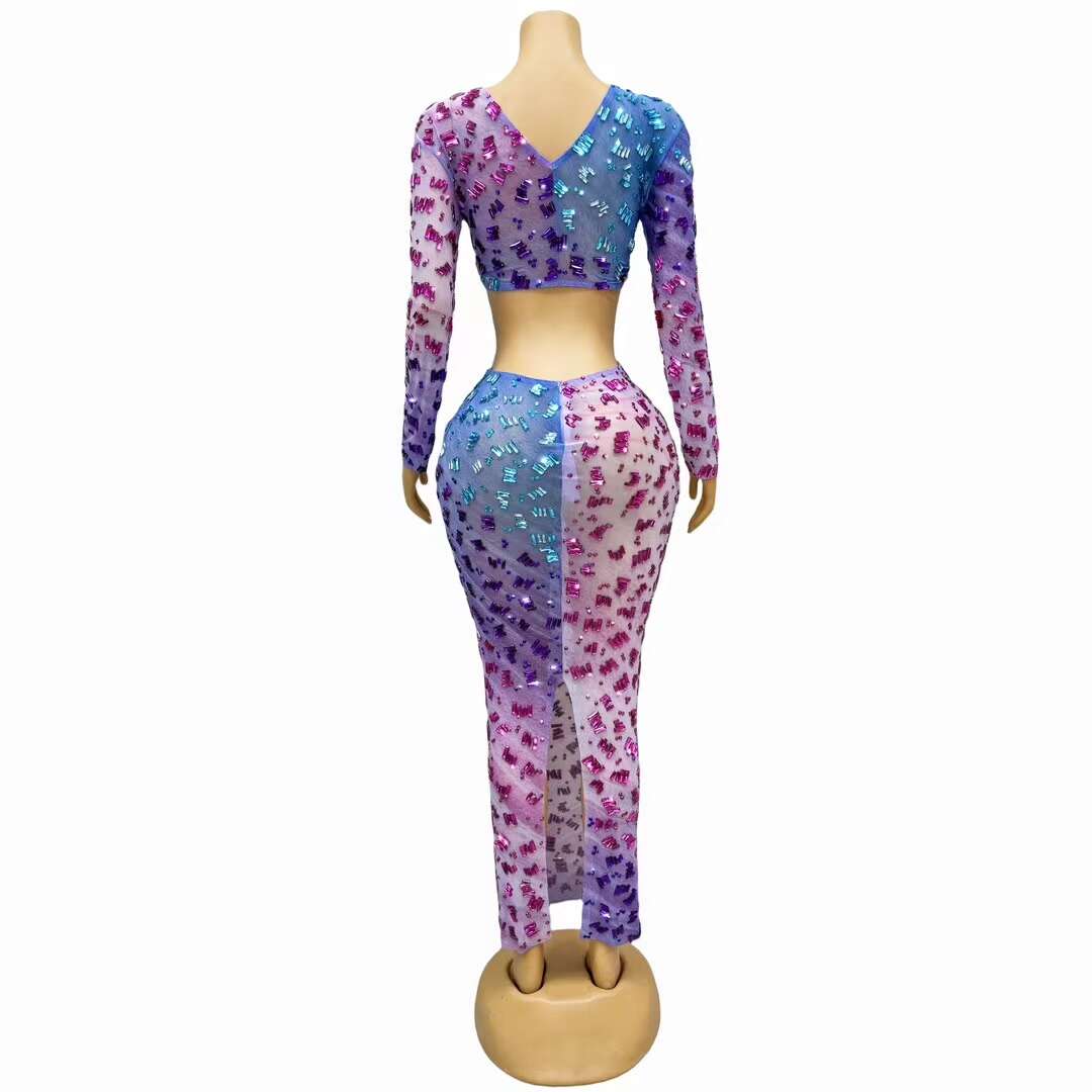 CELESINYI Haichao Crystal Gradient Ombre Gown