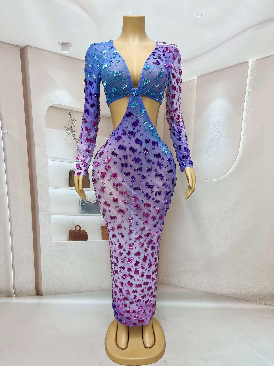 CELESINYI Haichao Crystal Gradient Ombre Gown
