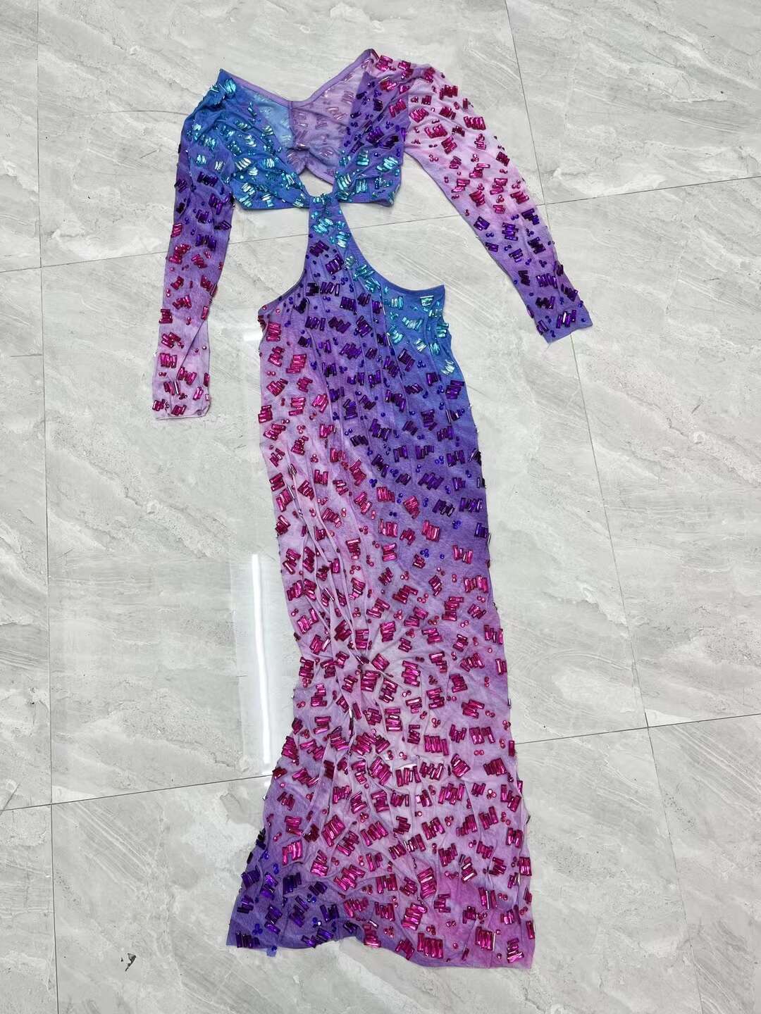 CELESINYI Haichao Crystal Gradient Ombre Gown