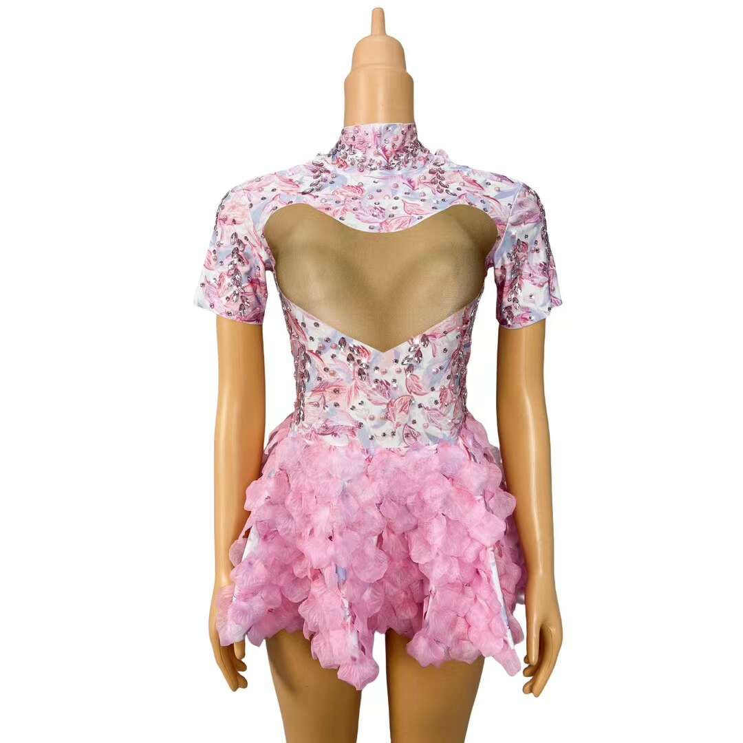 CELESINYI Fensehuayu Crystal Flower Mini Dress