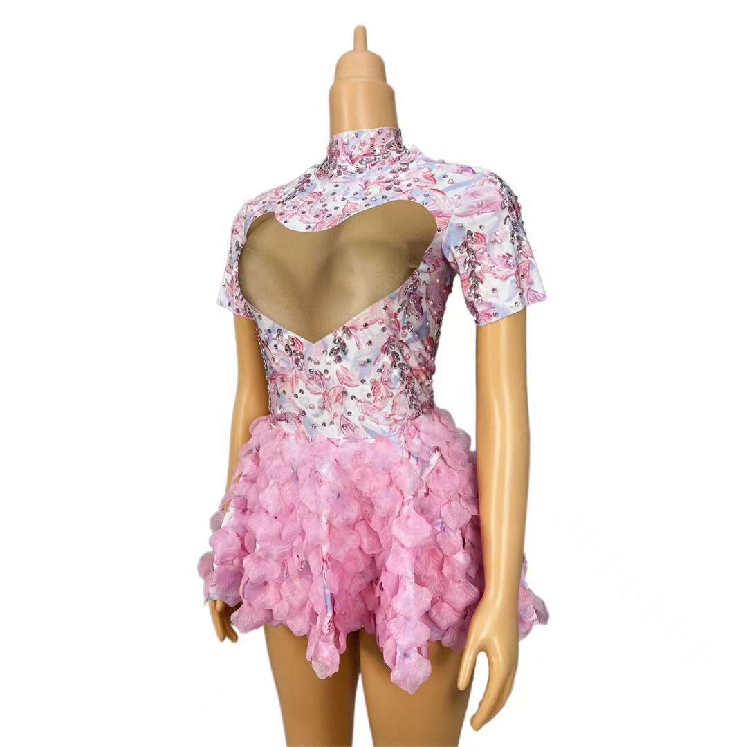 CELESINYI Fensehuayu Crystal Flower Mini Dress