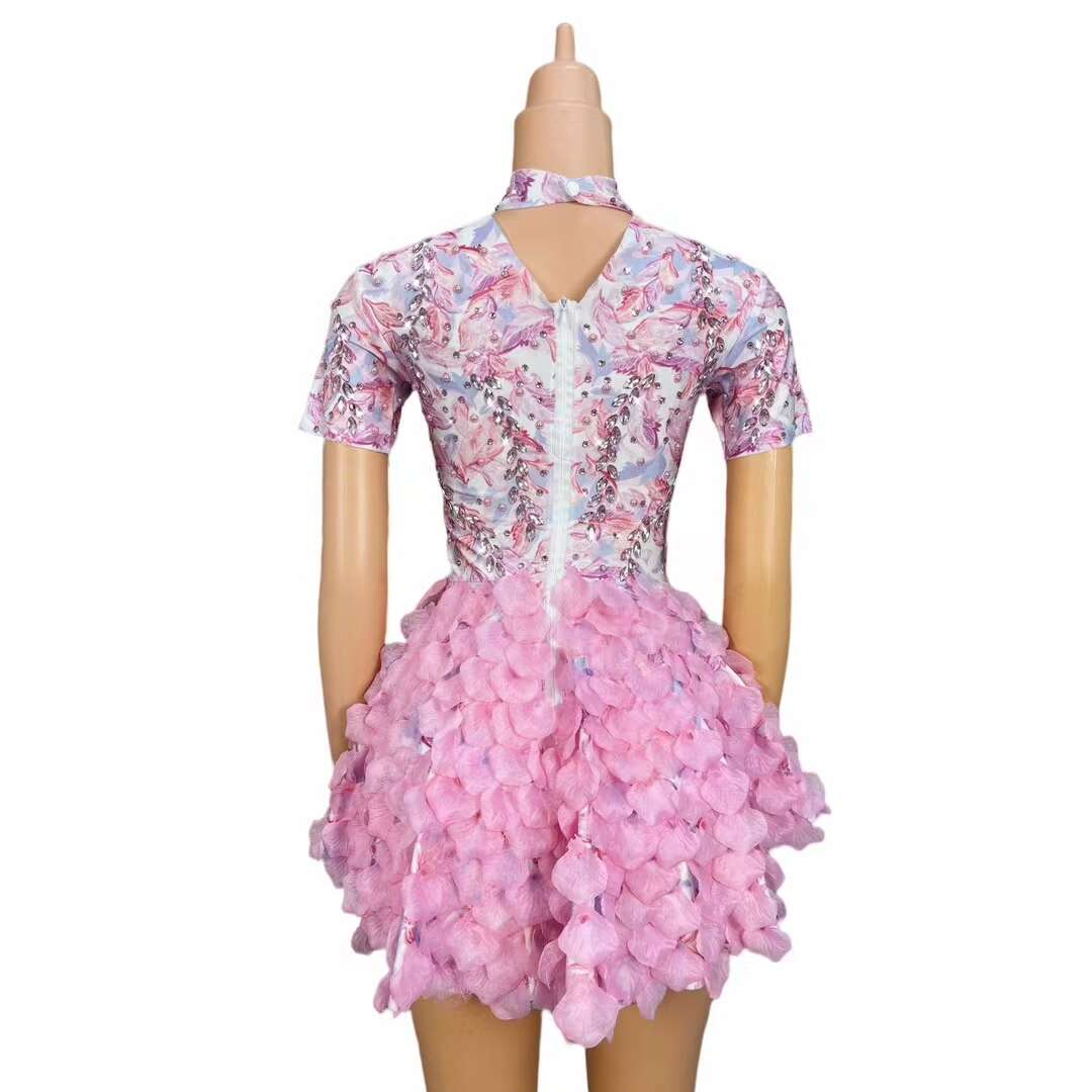 CELESINYI Fensehuayu Crystal Flower Mini Dress