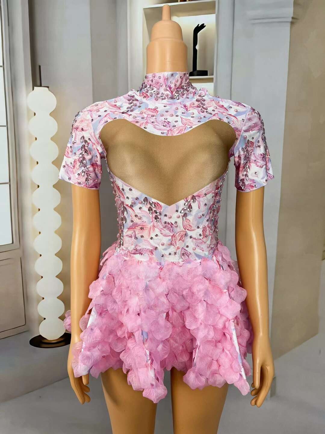 CELESINYI Fensehuayu Crystal Flower Mini Dress