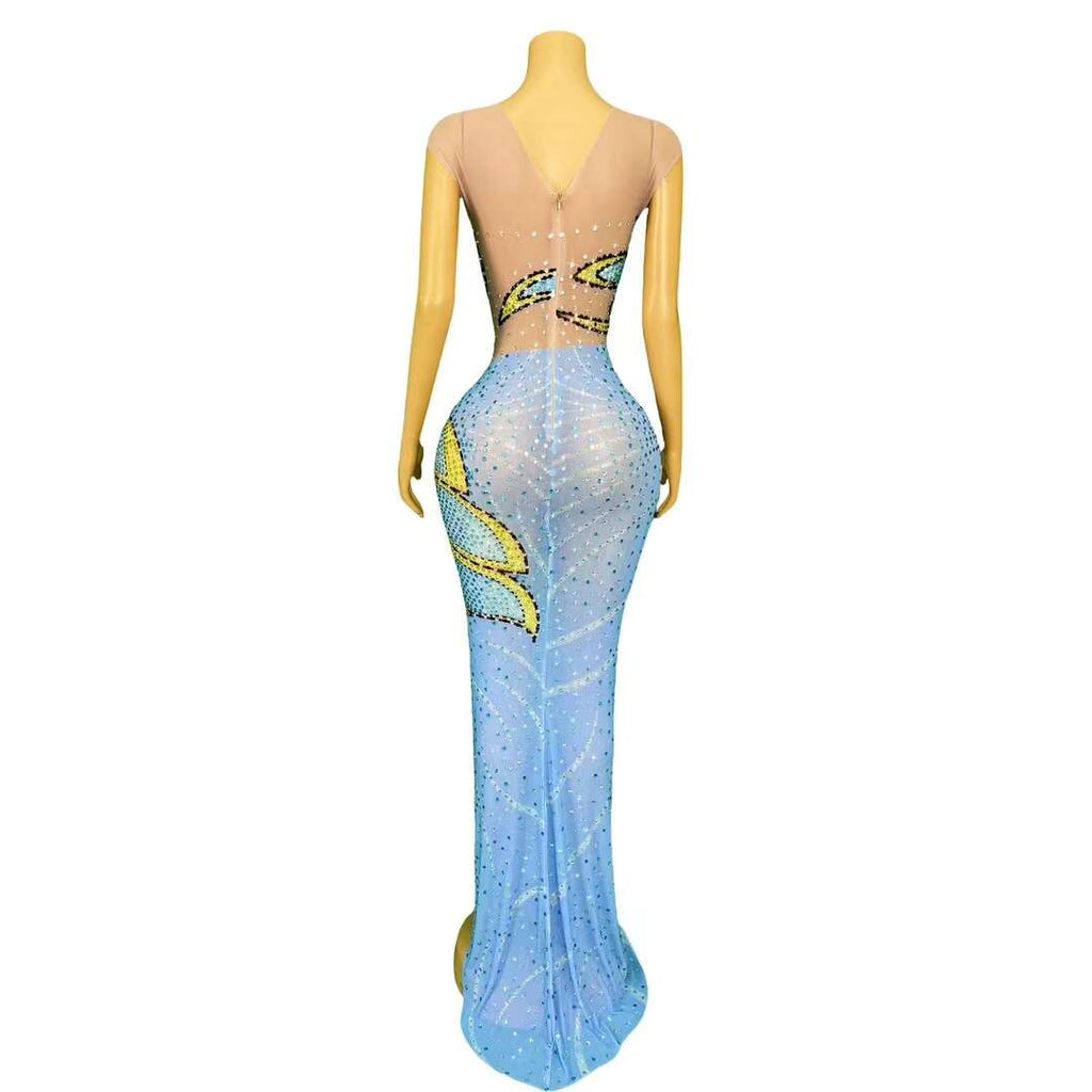 CELESINYI Fengdie Crystal Butterfly Embroidered Gown