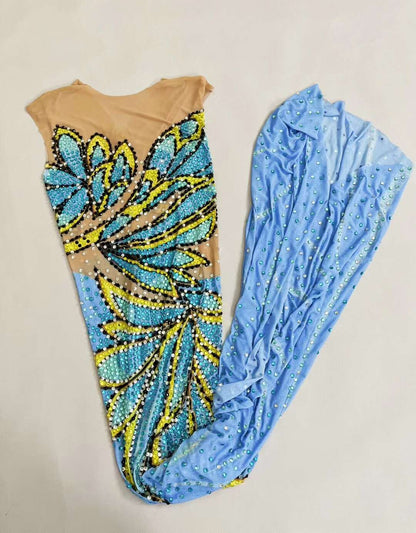 CELESINYI Fengdie Crystal Butterfly Print Dress