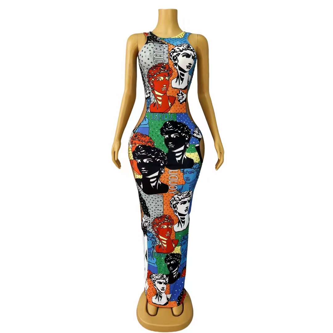 CELESINYI POP Crystal Pop Art Mini Dress