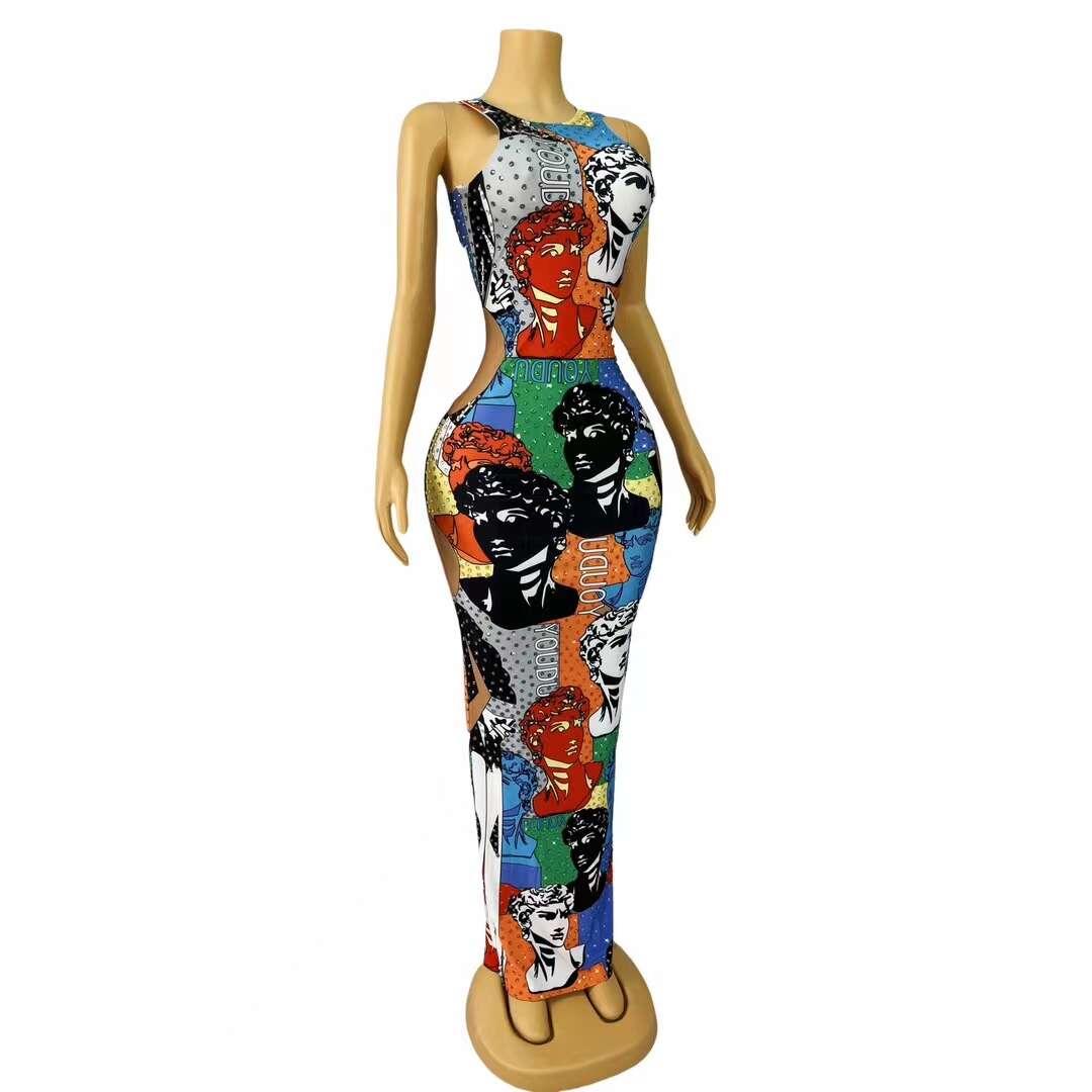 CELESINYI POP Crystal Pop Art Mini Dress