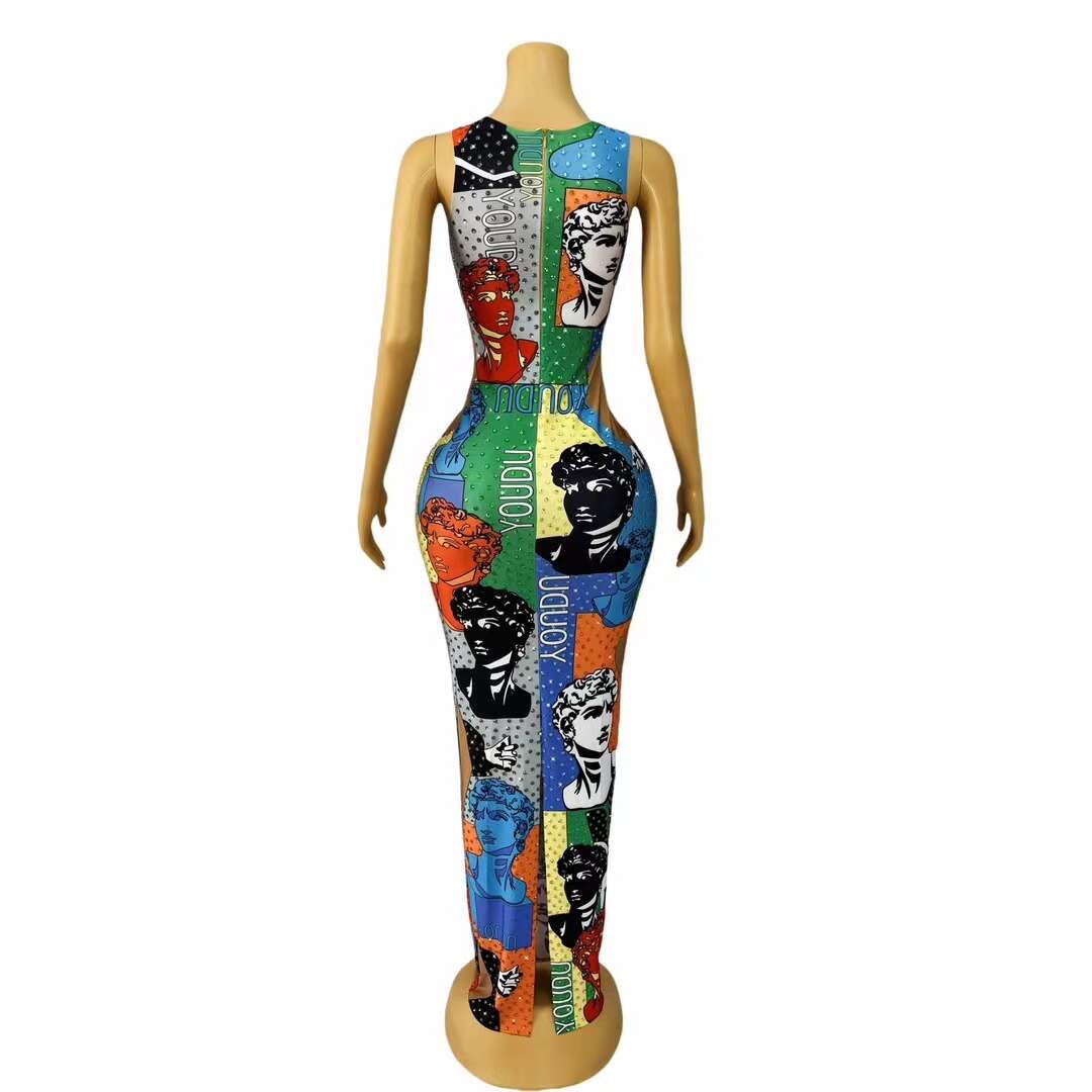 CELESINYI POP Crystal Pop Art Mini Dress