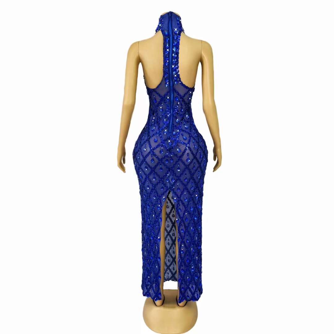 CELESINYI Diduanshaokaojia Crystal Deep Blue Diamond Gown