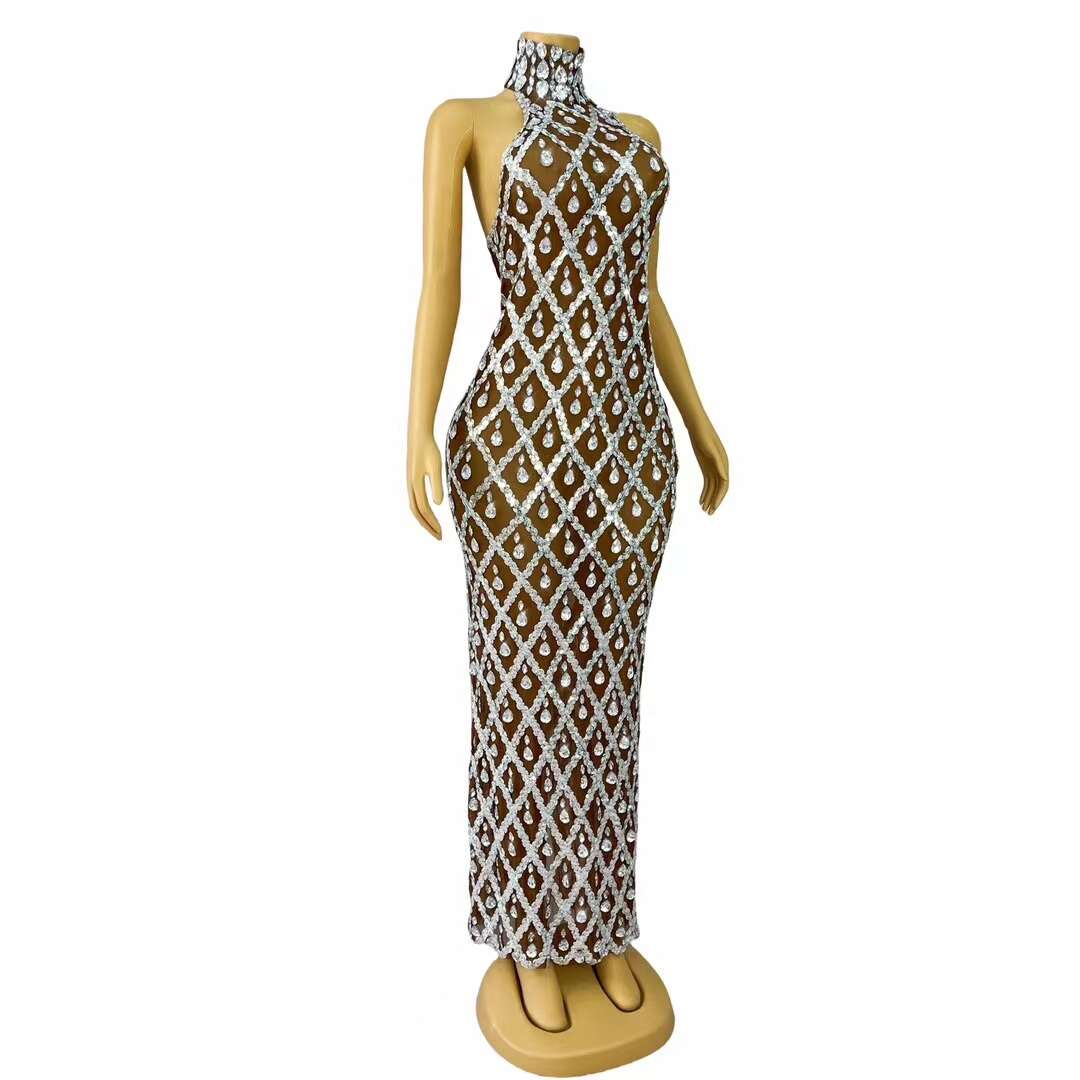 CELESINYI Diduanshaokaojia Crystal Deep Skin Diamond Gown