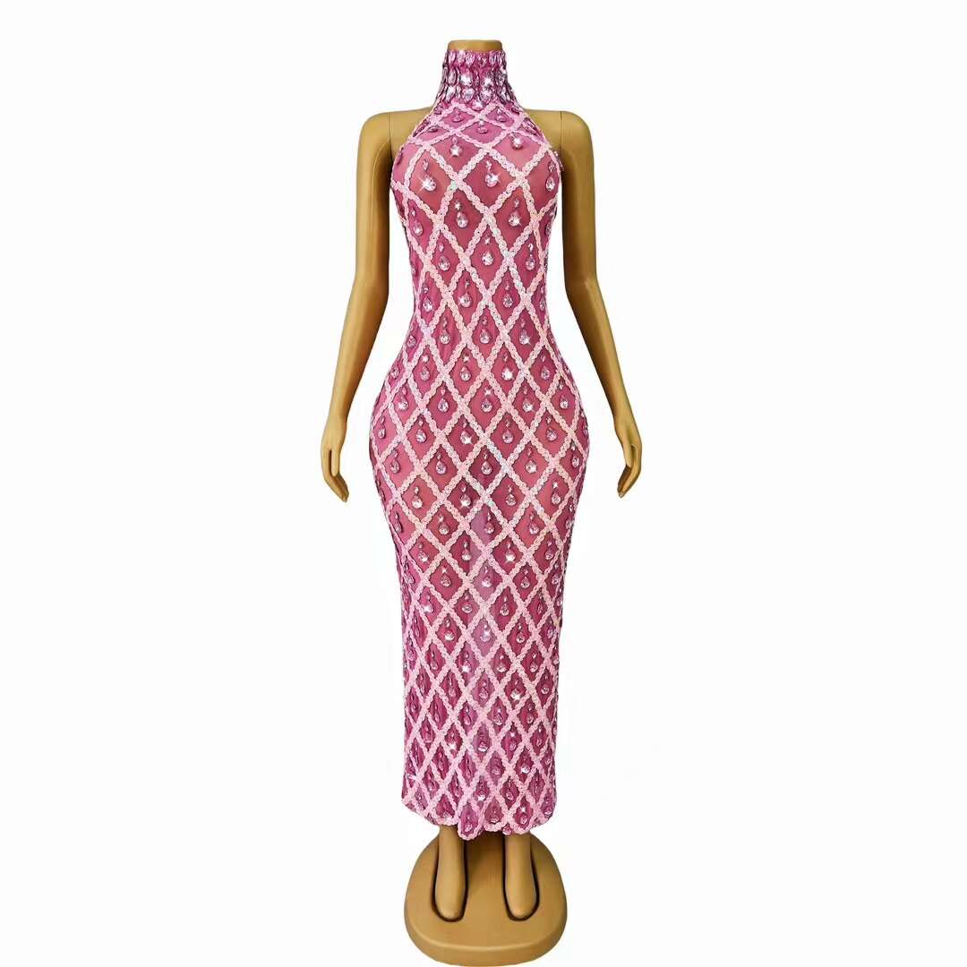 CELESINYI Diduanshaokaojia Crystal Pink Diamond Gown